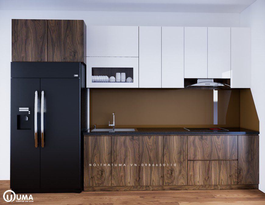 Tủ bếp nhựa Picomat – UPC 06 có thiết kế theo phong cách hiện đại với kiểu dáng thẳng hình chữ I
