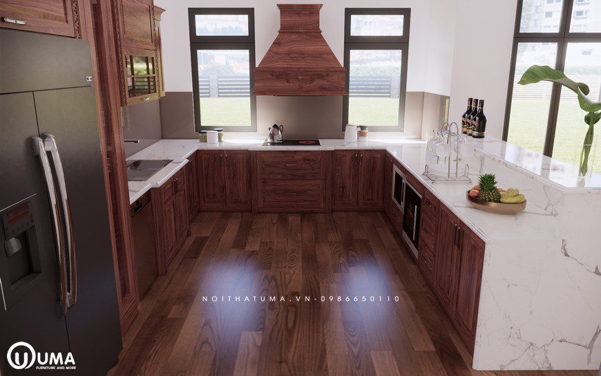 Tủ bếp gỗ Gõ đỏ – UGG 15