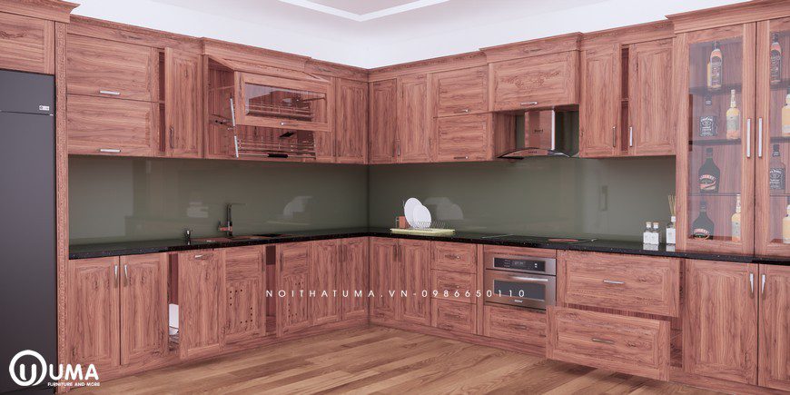 Tủ bếp gỗ Gõ đỏ – UGG 10