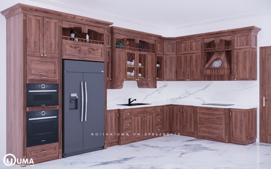 Tủ bếp gỗ Gõ đỏ