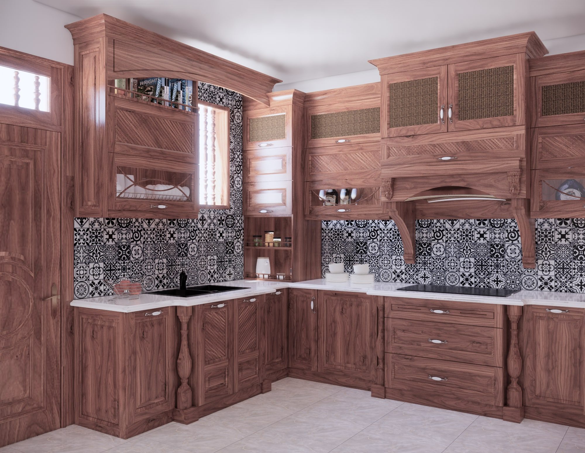 Tại sao nên chọn tủ bếp gỗ óc chó cho căn bếp của gia đình?, tủ bếp gỗ tự nhiên, gỗ Sồi Nga