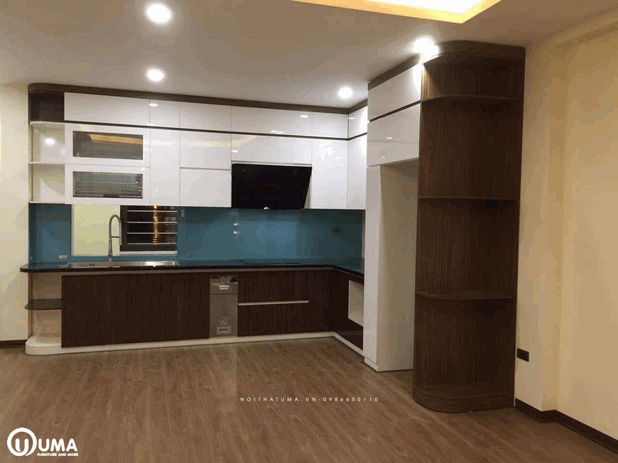 thiết kế nhà bếp và phòng khách chung cư