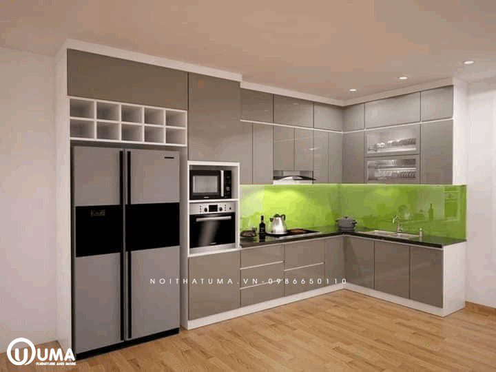 thiết kế nhà bếp và phòng khách chung cư