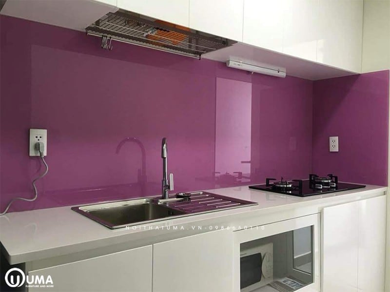 Tủ bếp màu tím nhạt