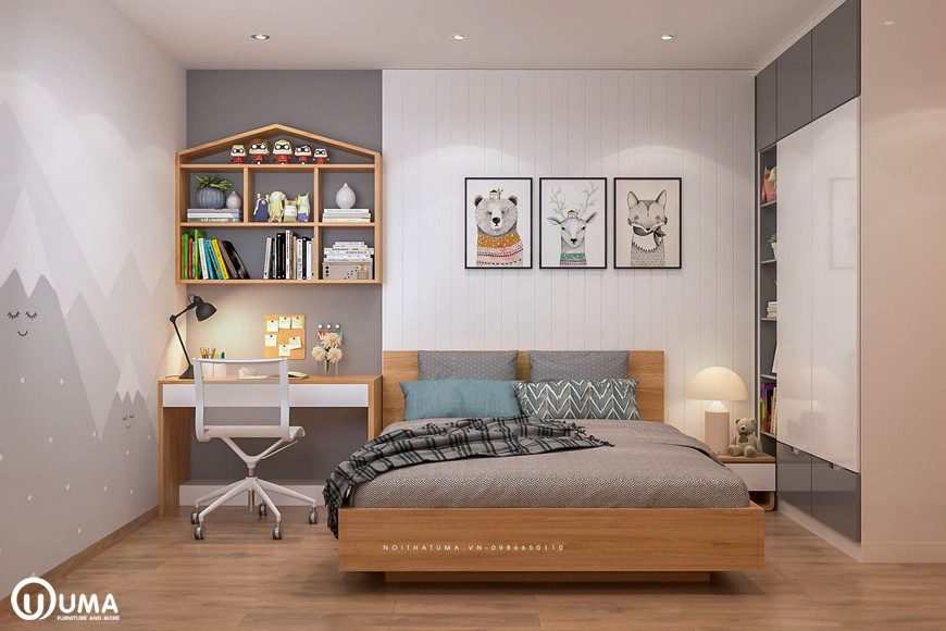 Thiết kế nội thất phòng ngủ con nhà chị Mai tại chung cư Mipec Long Biên