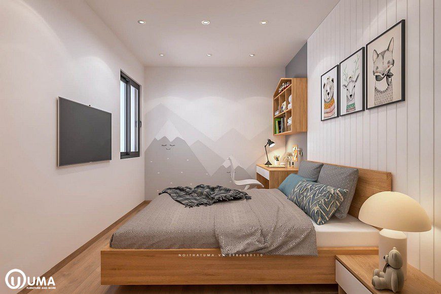 Thiết kế nội thất phòng ngủ nhỏ nhà chị Mai tại chung cư Mipec