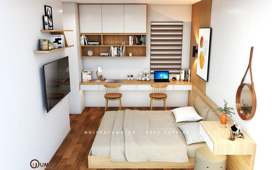 Thiết kế nội thất chung cư Vinhome Smart City 2 phòng ngủ nhà anh Chung, Thiết kế nội thất chung cư Vinhome Smart City 2 phòng ngủ, Thiết Kế Nội thất Chung cư
