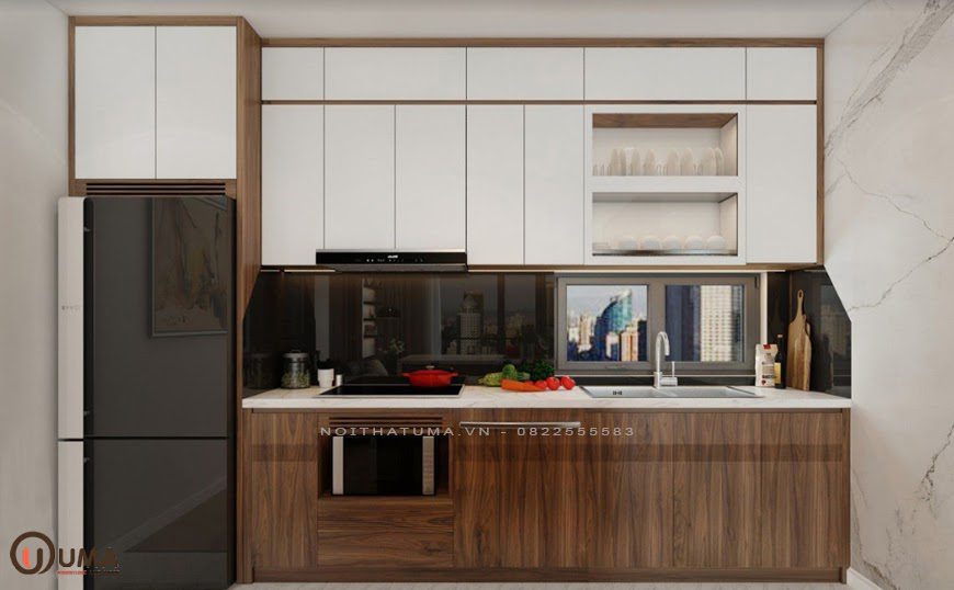 Mẫu phòng bếp mang phong cách tối giản cho căn hộ chung cư