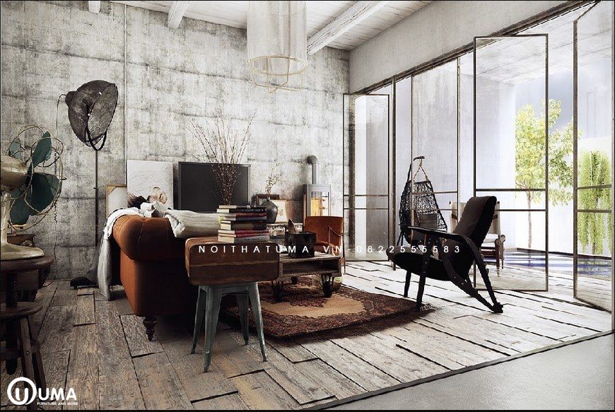 Không gian căn hộ được thiết kế với phong cách Vintage