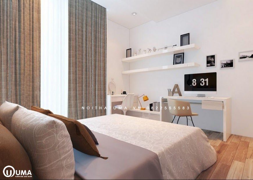 Phòng ngủ được thiết kế với phong cách Hàn Quốc