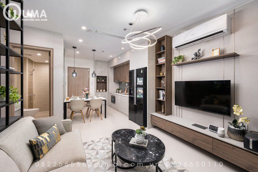 Nội thất căn hộ mẫu Vinhomes Smart City (Mega Mall) 2 phòng ngủ +1, , Thiết kế nội thất