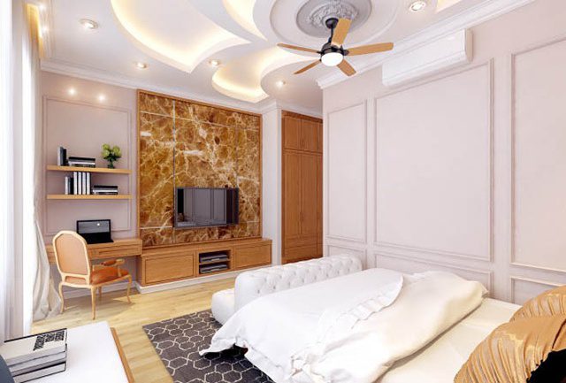 Mẫu thiết kế nội thất nhà phố 5m x 20m mang phong cách tân cổ điển nhà chị Thu - Phòng ngủ
