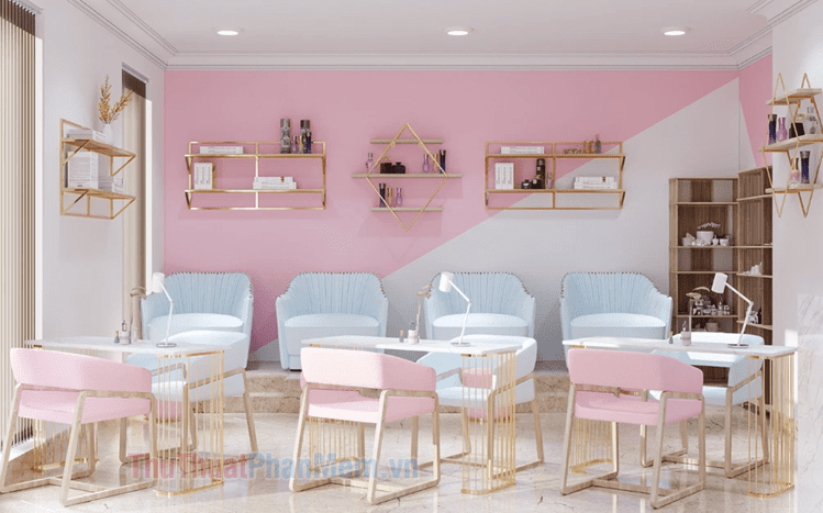 Spacious and elegant nail salon designs under 15 million VND, where can I find them?
