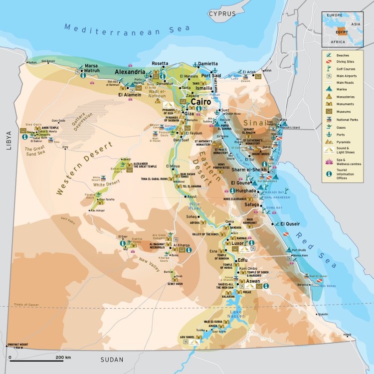 [Siêu tổng hợp] Bản đồ du lịch Ai Cập khổ lớn phóng to, , Khám phá