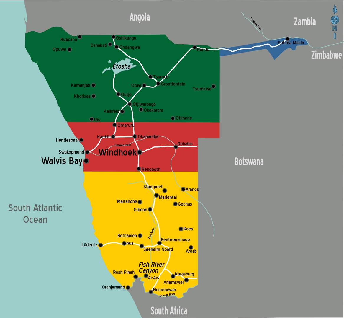 Cập nhật 2023: Bản đồ hành chính đất nước Namibia (Namibia Map) phóng to năm 2023, , Bản đồ