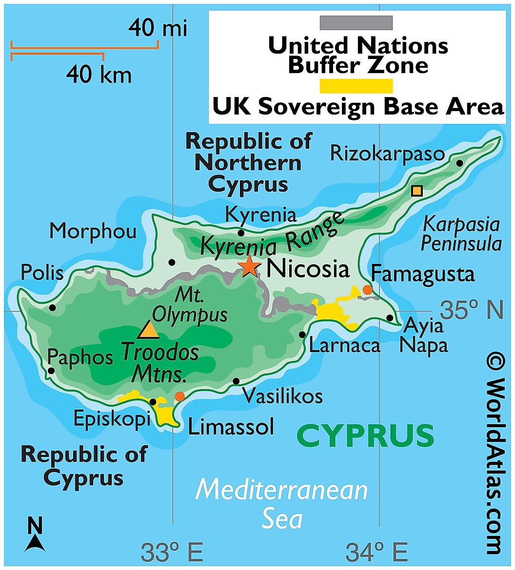 Cập nhật 2023: Bản đồ hành chính đất nước Síp (Cyprus) Map) phóng to năm 2023, , Bản đồ