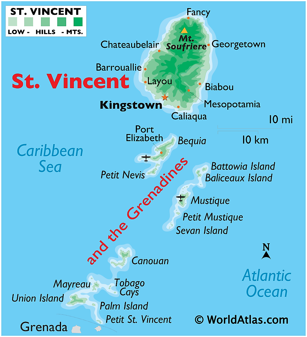 Cập nhật 2023: Bản đồ đất nước Saint Vincent và Grenadines năm 2023, , Bản đồ