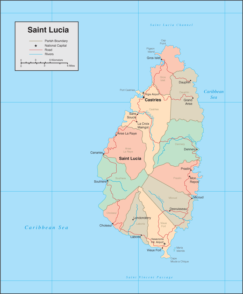 Cập nhật 2023: Bản đồ đất nước Saint Lucia (Saint Lucia Map) phóng to năm 2023, , Bản đồ